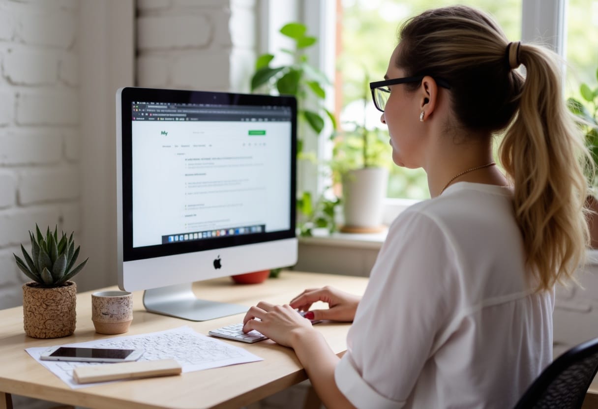 Mulher trabalhando em home office