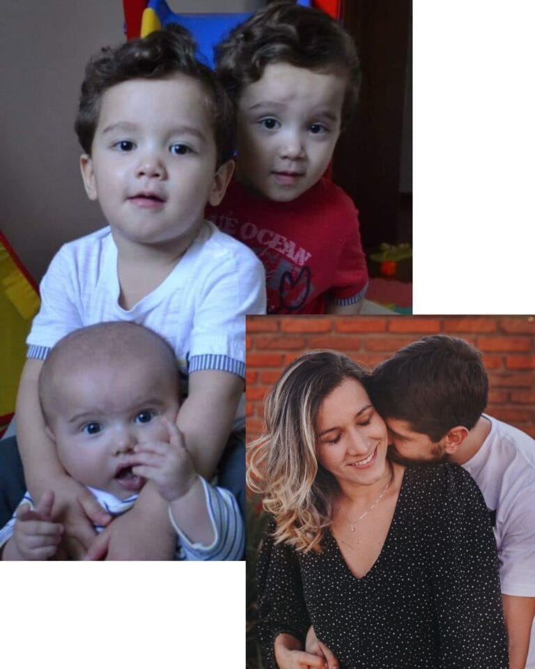 retratos de filhos e marido