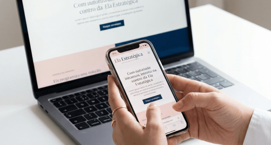 notebook aberto sobre a mesa maos segurando smartphone