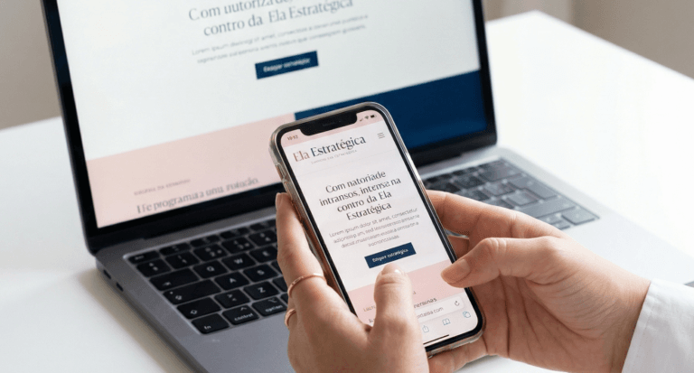 notebook aberto sobre a mesa maos segurando smartphone